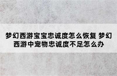 梦幻西游宝宝忠诚度怎么恢复 梦幻西游中宠物忠诚度不足怎么办